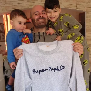 Felpa Ricamata con scritta "Super Papà"